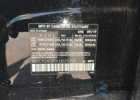 2020 Mercedes-Benz Gla 250 4Matic from USA, damaged, VIN WDCTG4GB3LU025702
